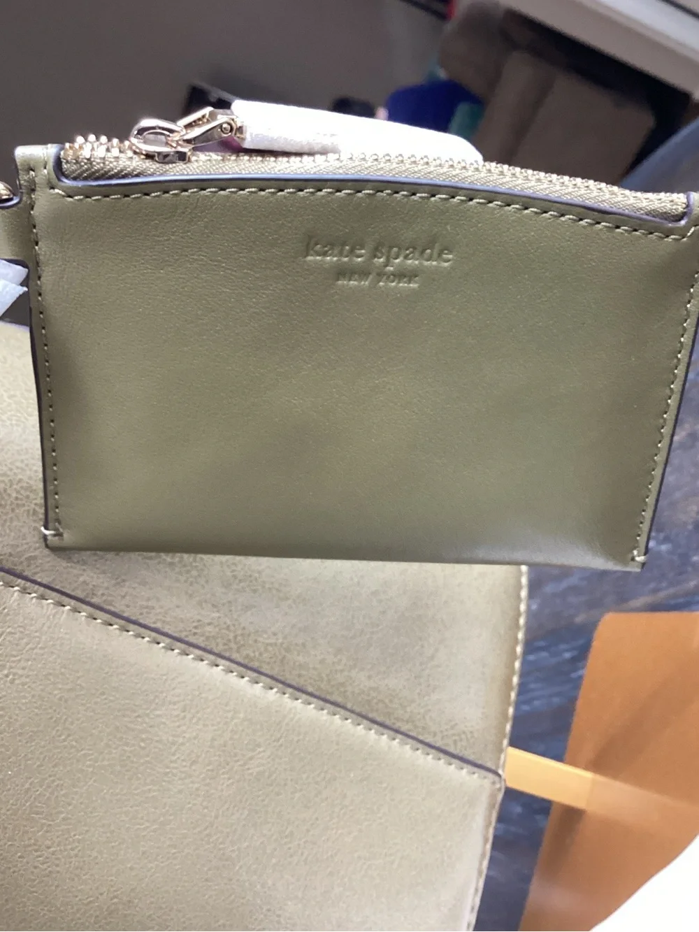 Kate Spade Halo Dried Thyme Glazed Leather Mini Bucket Bag